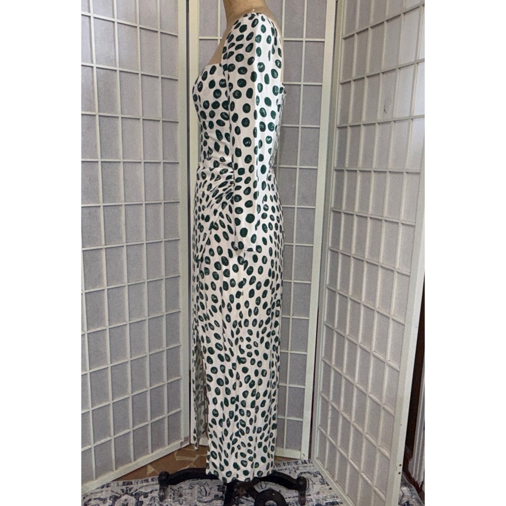 Reformation Hilda Long Sleeve Festival Fairy Cottagecore Green Polka Dot Dress 4 - Picture 3 of 16